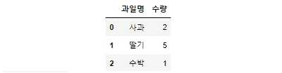 2차원 리스트로 만든 DataFrame