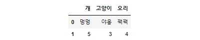 사전을 원소로 갖는 리스트로 만든 DataFrame